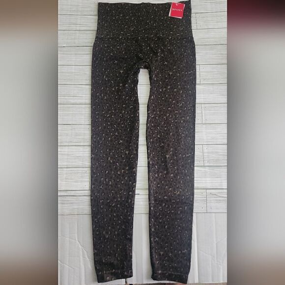 NWT Spanx Look At Me Now Leggings Olive Leopard Size XL - Picture 3 of 12
